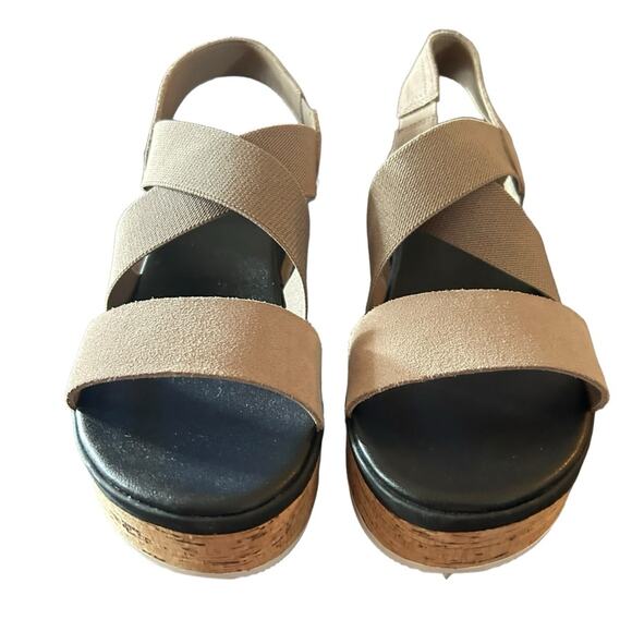 Sorel Cameron Flatform Wedge Slingback Cork Platform Banded Straps NEW Size 9 - Picture 3 of 11